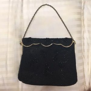 Vintage made in Japan black beaded purse